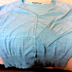 Blue 3/4 sleeve Maurice’s size 2 cardigan